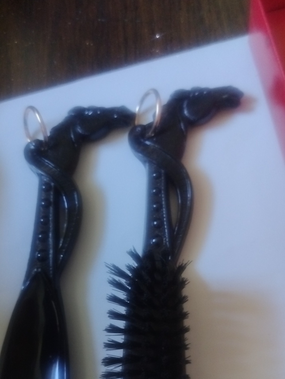 Black Vintage Horse-Head Shoe Horn and Brush Set - Women Accessories